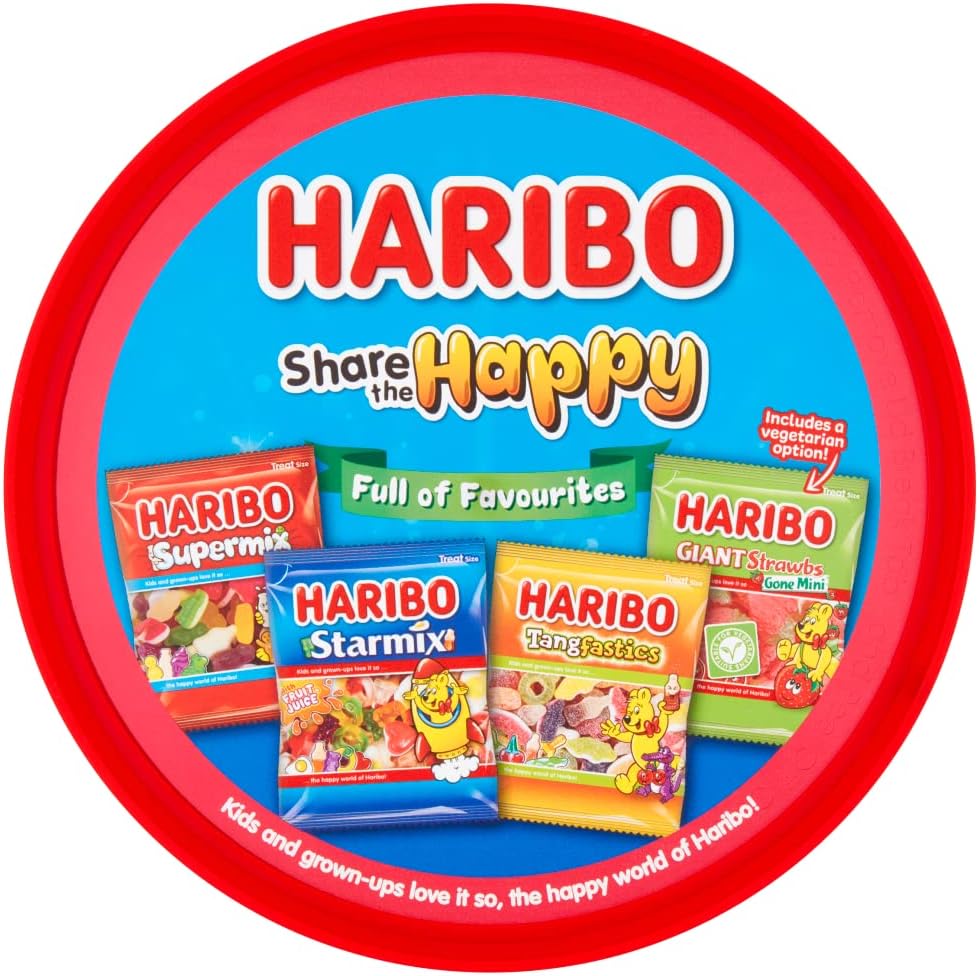 Haribo Share The Happy Mini Bags Sweets Tub, 600g