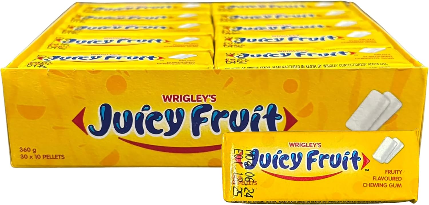 WRIGLEY'S JUICY FRUIT Chewing Gum Bulk Pack - 30 x 10 Pallets - 360g (Juicy Fruit Chewing Gum