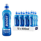 Boost Sports Drink Orange Flavour 12 Isotonic Drink with Vitamin B12 and B6 Electrolyte Drink Maximum Hydration Drinks Low Calorie Vegan Adult Soft Drinks Multipacks 12x500ml