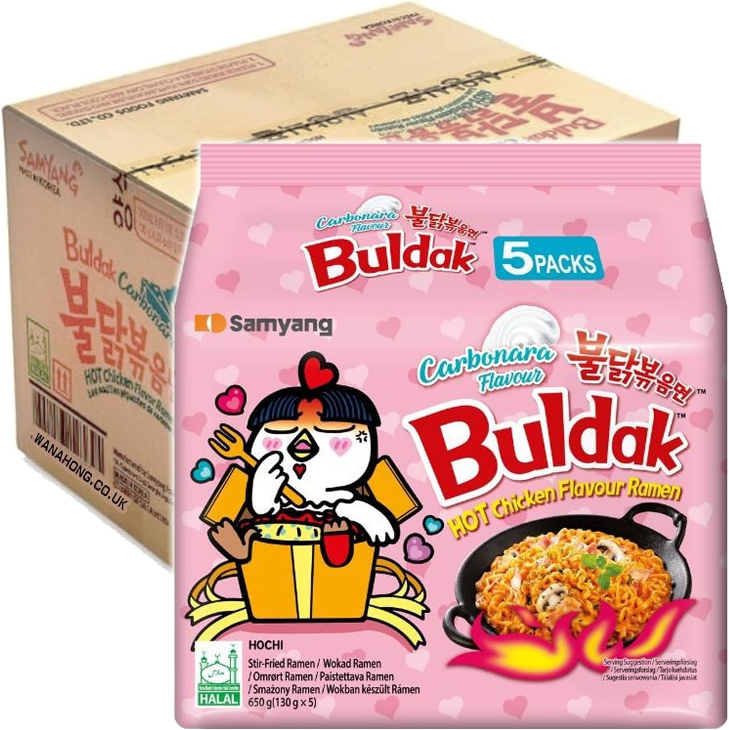 Samyang Hot Chicken Flavour Buldak Ramen Noodles (Carbonara Flavour) 130g (40 Pack)
