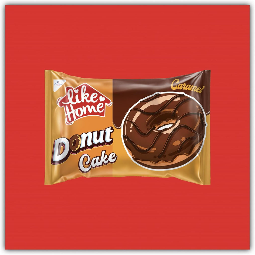 LIKE HOME Caramel Donuts Cake 40g | Pack of 24 | Individually Wrapped | Ideal Present for Easter & Christmas | Limited Edition | Donuts Lovers Sold by Essential Products