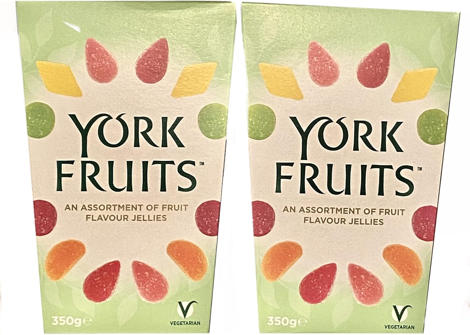 York Fruits Flavour Jellies Pack of 2 350g New Shaped Box Christmas Sweets Lemon Cherry Raspberry Mandarin Strawberry Lime