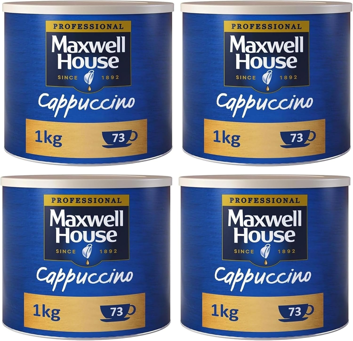 Maxwell House Cappuccino Instant Coffee 1kg Tin (Pack of 4, Total 4000 grams)