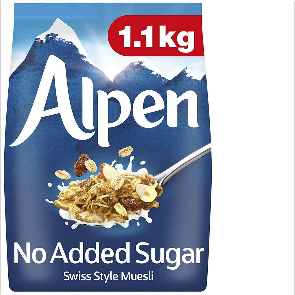 Alpen Muesli No Added Sugar, 1.1kg | Swiss Style Muesli | Blend of Wholegrain, Oats & Wheat | Family Pack | Full of Nuts | Great Value | Rich in Ingredients | Sold by Essential Products