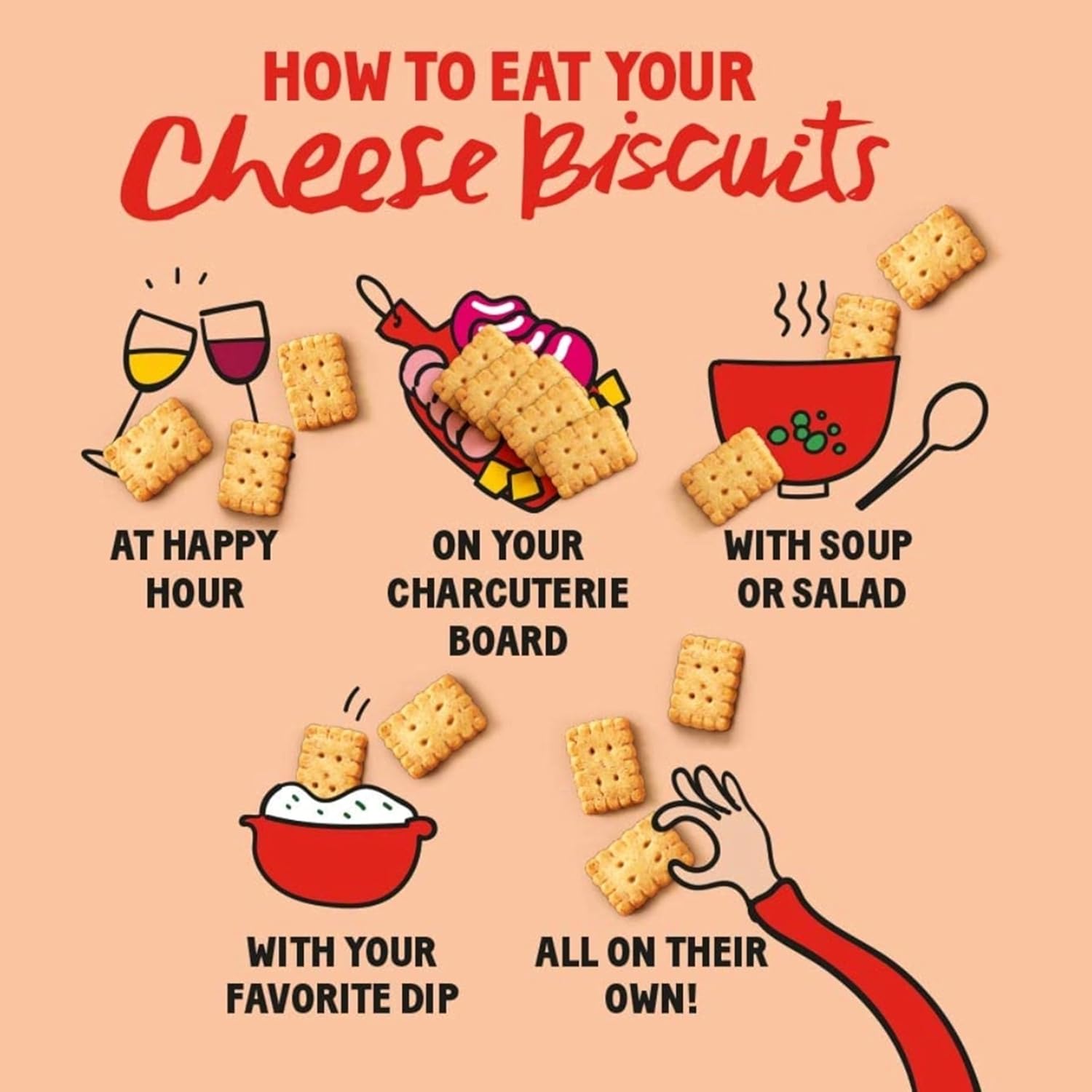 Assorted Cheese Biscuits Multipacks - 600g Real Butter Biscuits with Parmesan, Brie, Blue & Goat Cheese Biscuit Box with Topline Card Great Birthday Gifts for Women, Christmas Snacks, Stocking Fillers