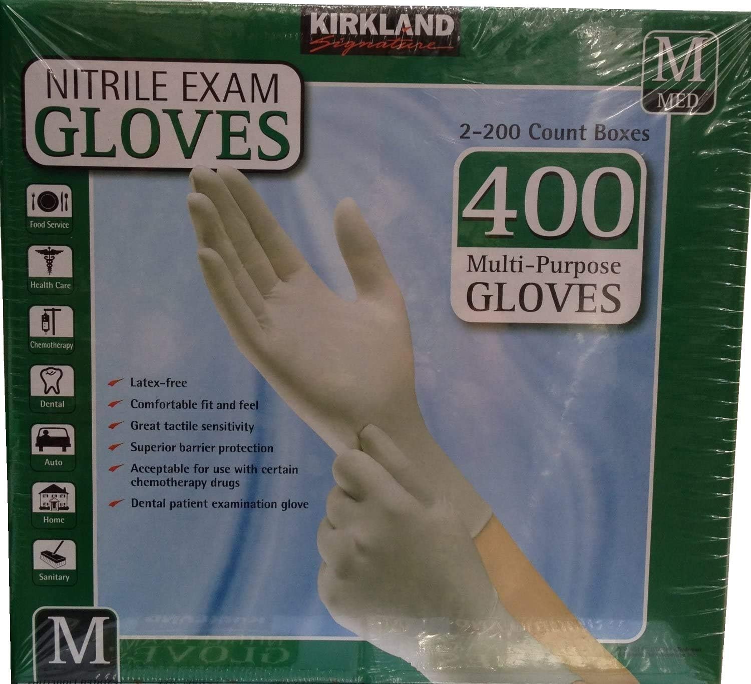 Kirkland Signature Medium Nitrile Gloves, 2 x 200 Pack