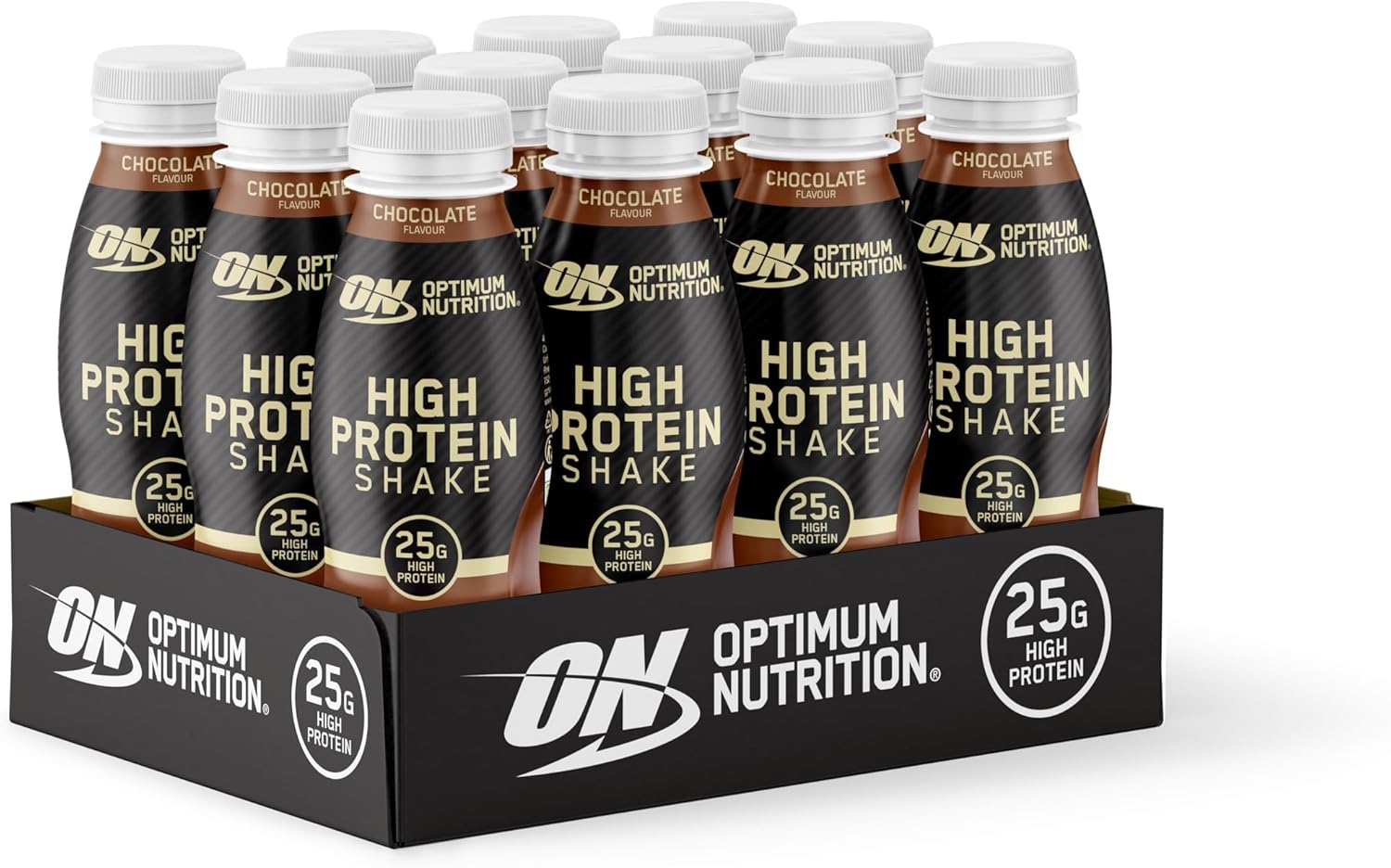 Optimum Nutrition High Protein Shake Bottles, Ready to Drink Post Workout Snack, Low Fat and No Added Sugar, Muscle Growth and Support, Chocolate, 12x330ml Packaging May Vary
