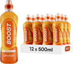 Boost Sports Drink Orange Flavour 12 Isotonic Drink with Vitamin B12 and B6 Electrolyte Drink Maximum Hydration Drinks Low Calorie Vegan Adult Soft Drinks Multipacks 12x500ml
