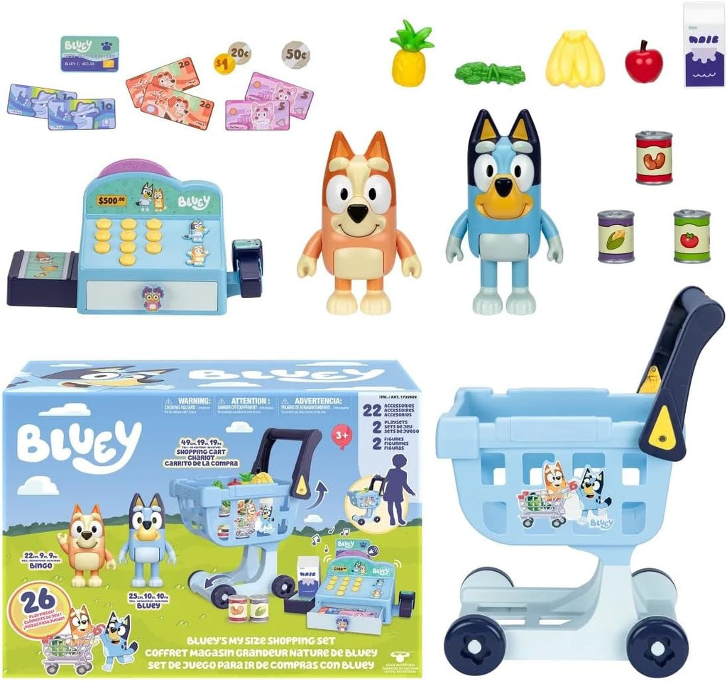 Bluey My Size Shopping Cart And Cash Register 26 Pieces