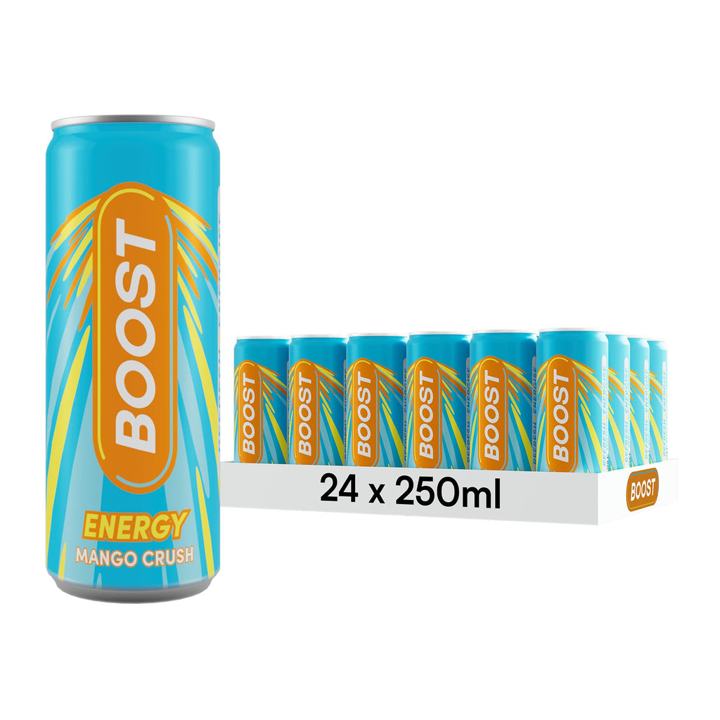 Boost Energy Drink Original Flavour - 24 Pack Drinks with Caffeine, Taurine and Vitamin B | Carbonated Energy Drinks | Gluten Free Vegan Low Calorie Fizzy Drinks Multipack | 24x250ml