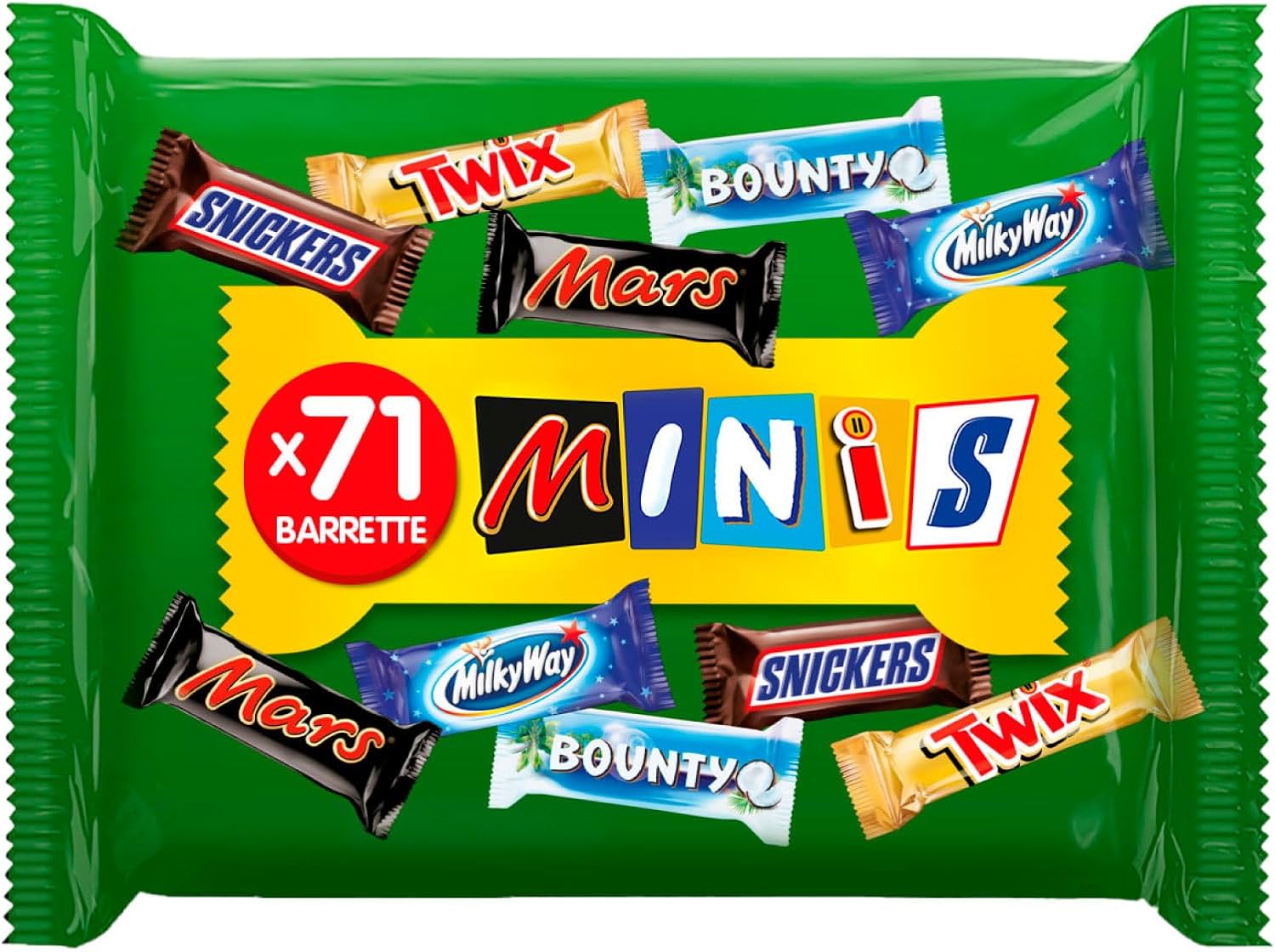 Mixed Snickers, Mars, Twix und weitere Mini Schokoriegel | Großpackung Schokolade | Party Mix | 71 Riegel | 1 x 1,4kg