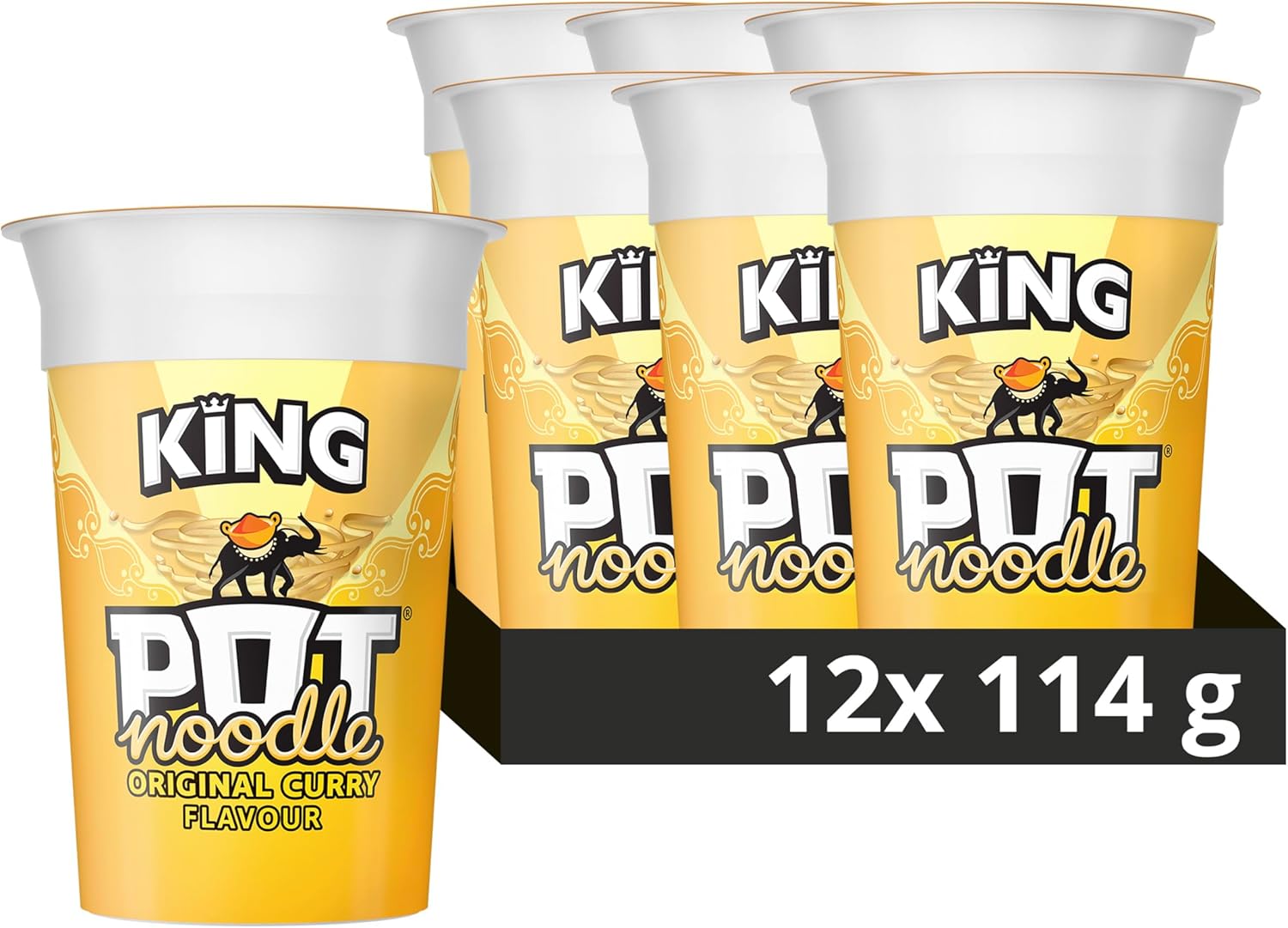 Pot Noodle Original Curry King Pot Noodle instant vegetarian snack quick to make noodles Instant Noodle 12x 114 g