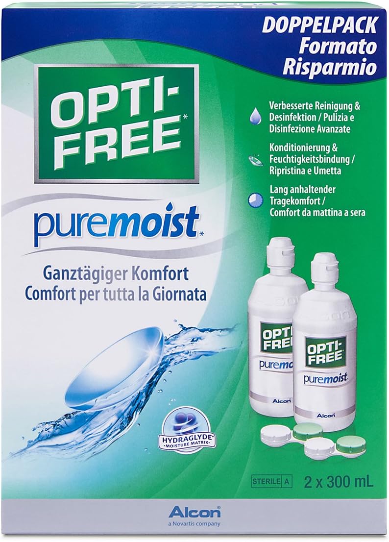 OPTI-FREE PureMoist Contact Lens Solution, 300ml, Economy Pack - Pack of 2