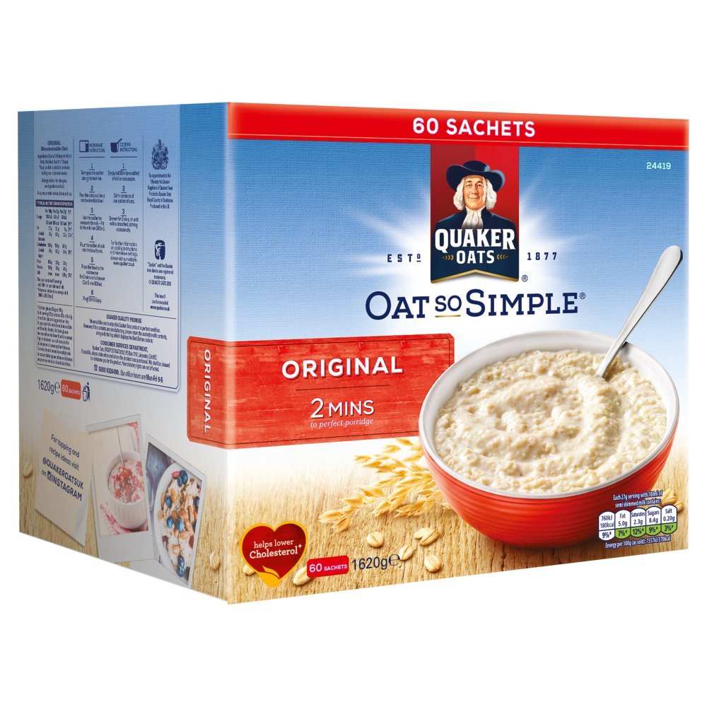 Quaker Oats So Simple Original Porridge Sachets  27g x 60 Pack