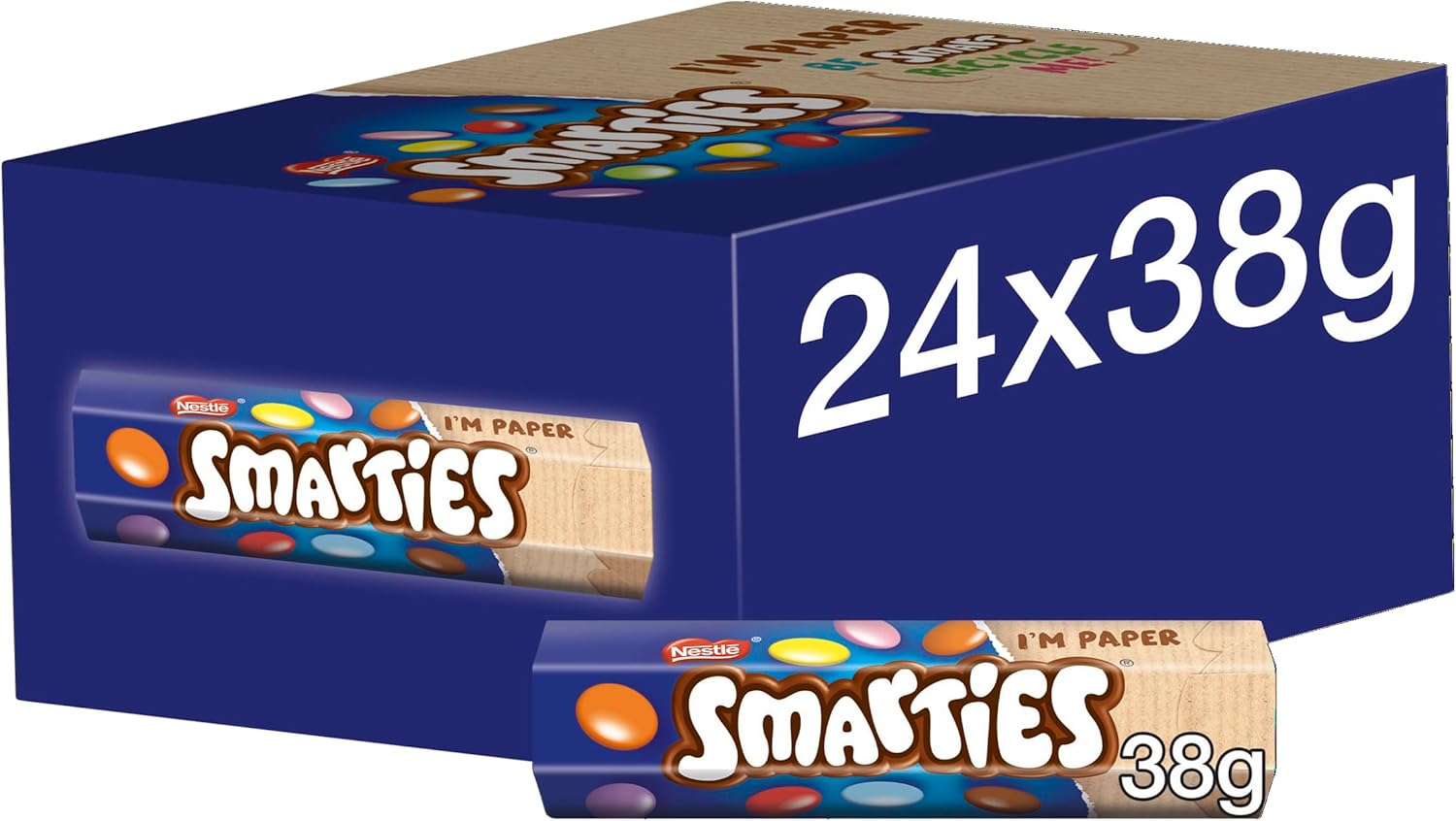Smarties Milk Chocolate Tubes 24 Pack (38g Each)