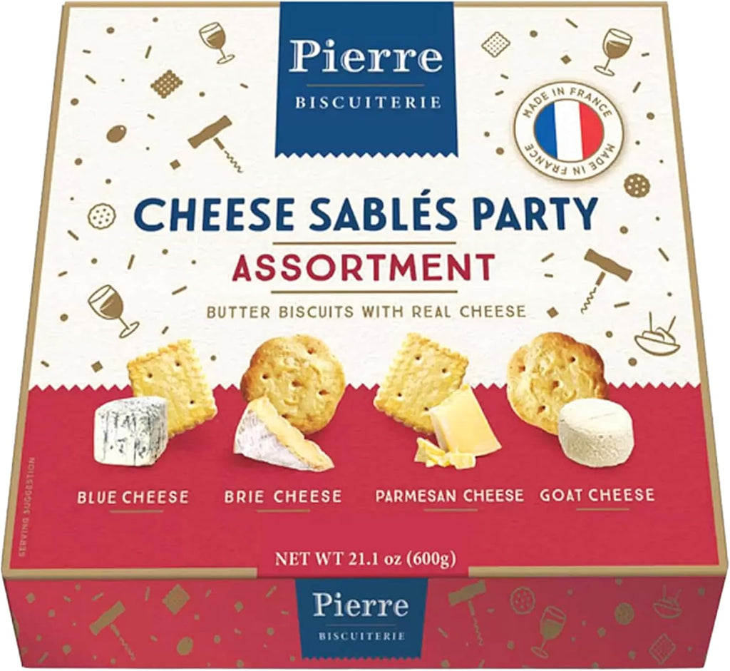 Assorted Cheese Biscuits Multipacks - 600g Real Butter Biscuits with Parmesan, Brie, Blue & Goat Cheese Biscuit Box with Topline Card Great Birthday Gifts for Women, Christmas Snacks, Stocking Fillers