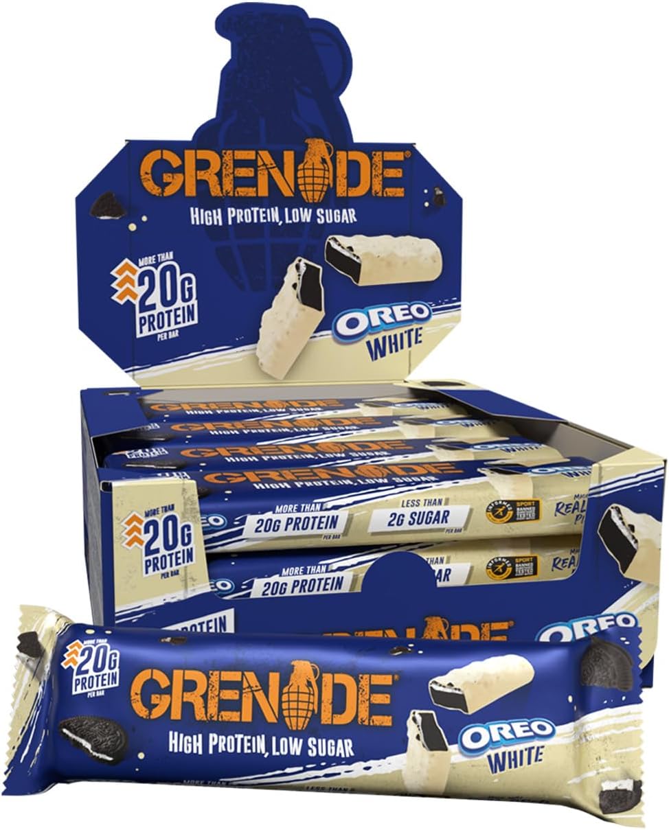 Grenade OREO White Protein Bar - High Protein, Low Sugar, 12 x 60 g