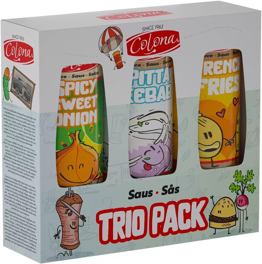 Colona Sauce Trio Pack, Spicy Sweet Onion, Pitta Kebab and French Fries Flavours