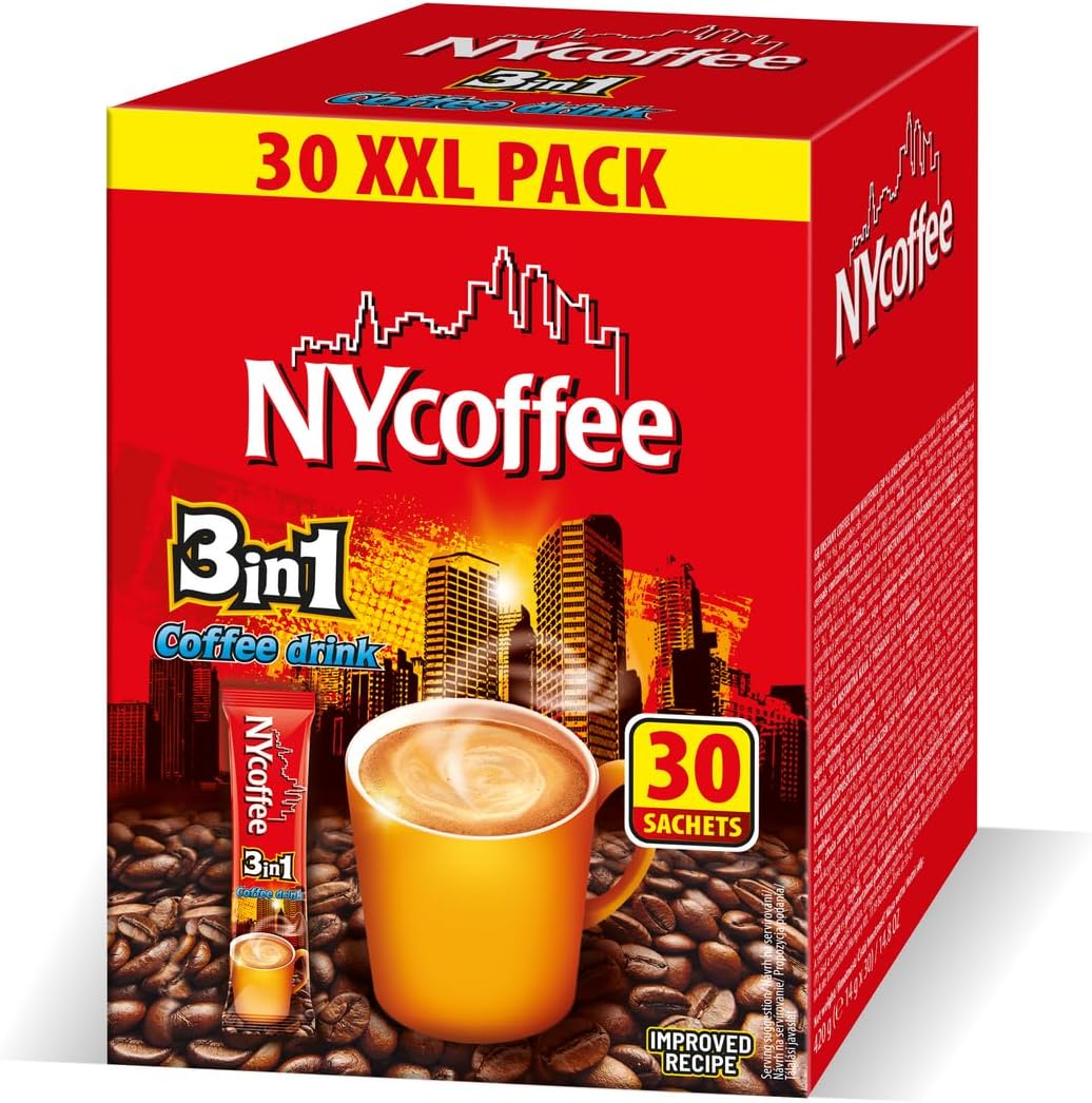 NY coffee 3-in-1 Instant Coffee XXL Pack, 30 Sachets | NEW & Improved Rich Roast Taste! UK Seller | Britain's Favourite Instant Coffee XXL Pack | Quick & Easy Coffee Fix | Perfect For Busy Mornings