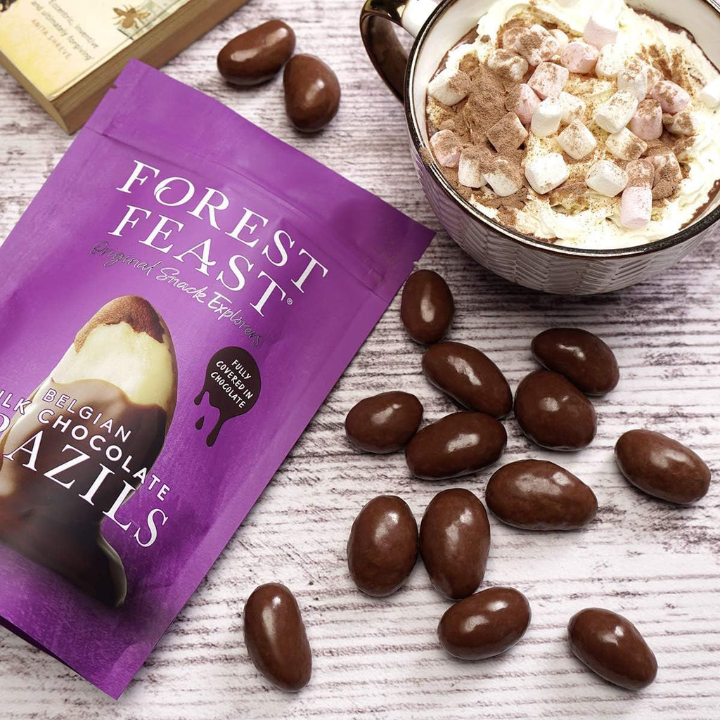 Forest Feast Belgian Milk Chocolate Brazils - Extra Thick Chocolate Coated Nuts (Award Winning)
