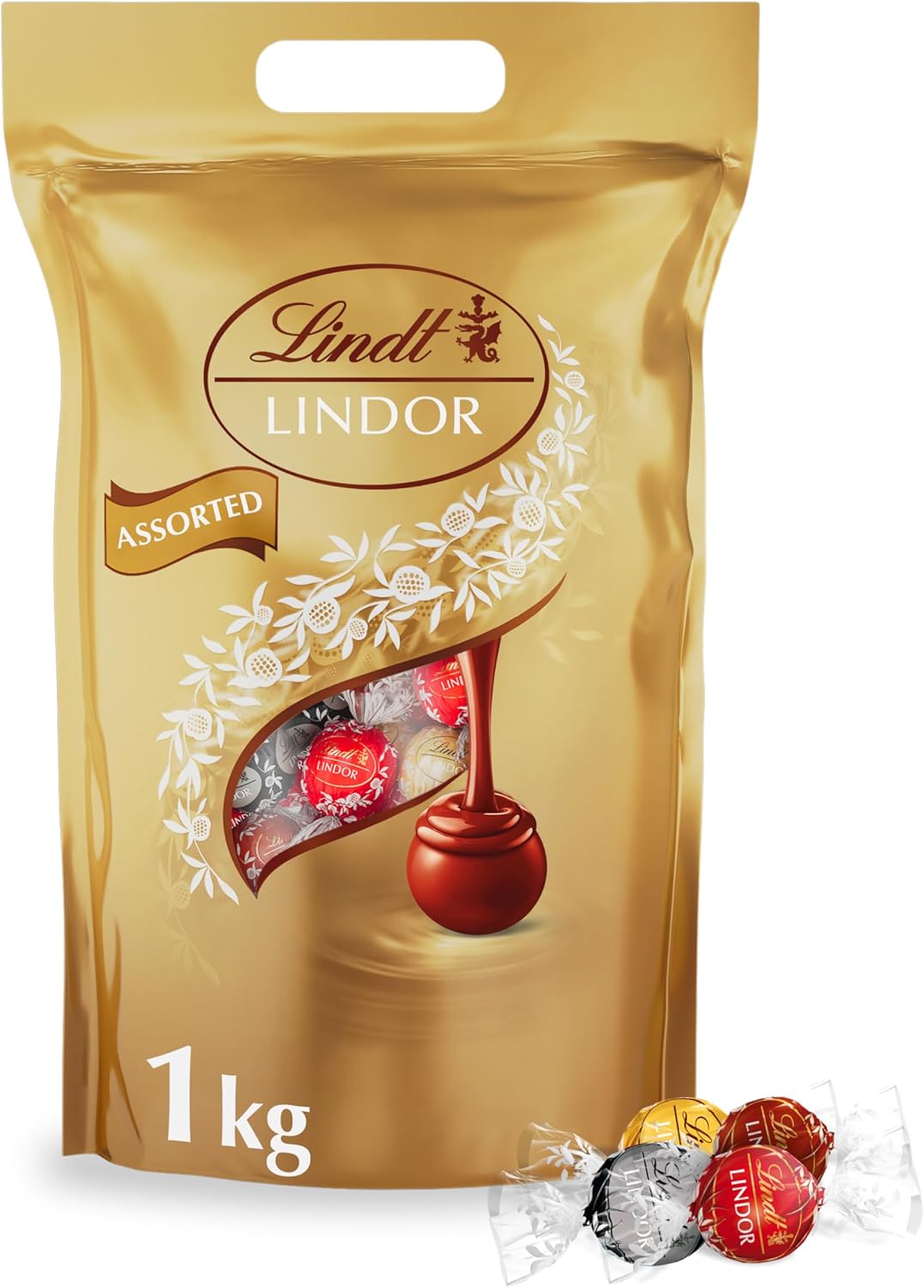 Lindt Lindor Assorted Chocolate Truffles  1kg Bag (Approx. 80 Balls)  Smooth Filling  Halloween Treat, Christmas, Gift, Birthday, Congratulations