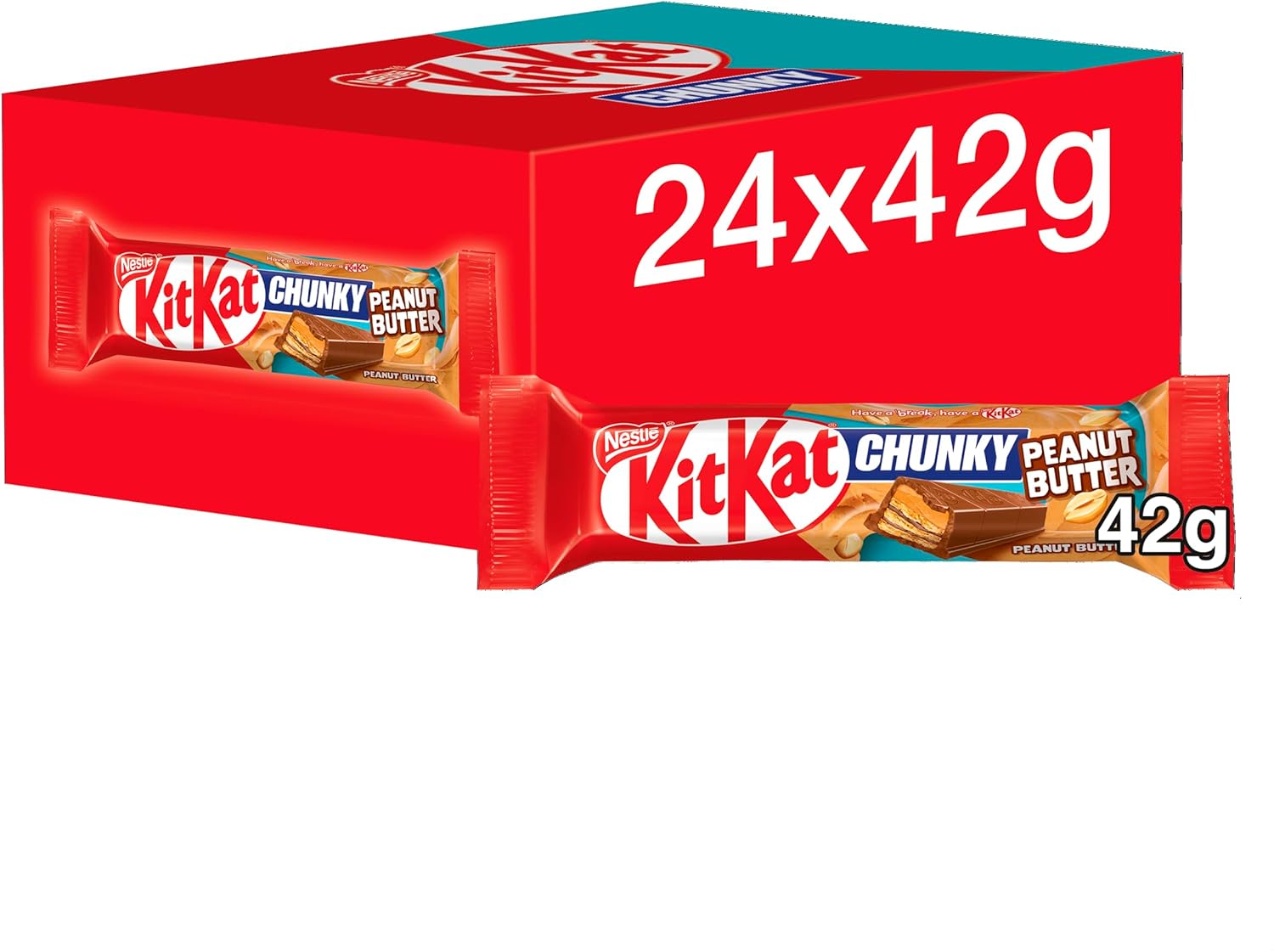 KitKat Chunky Peanut Butter Milk Chocolate Bars, 24 x 42 g