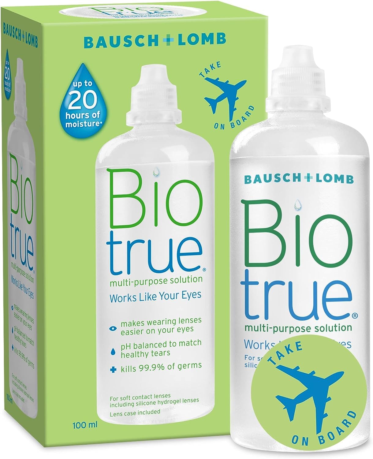 Biotrue Multi-Purpose Contact Lens Solution 2x300ml  Cleans, Conditions & Rehydrates + Lens Case