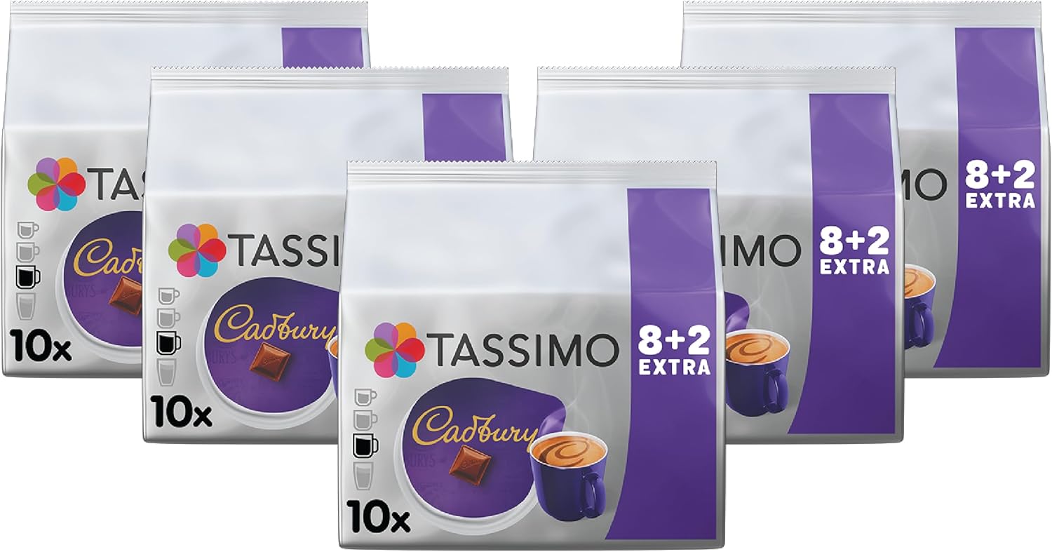 Tassimo Cadbury Hot Chocolate Pods x10 (Pack of 5, Total 50 Drinks)