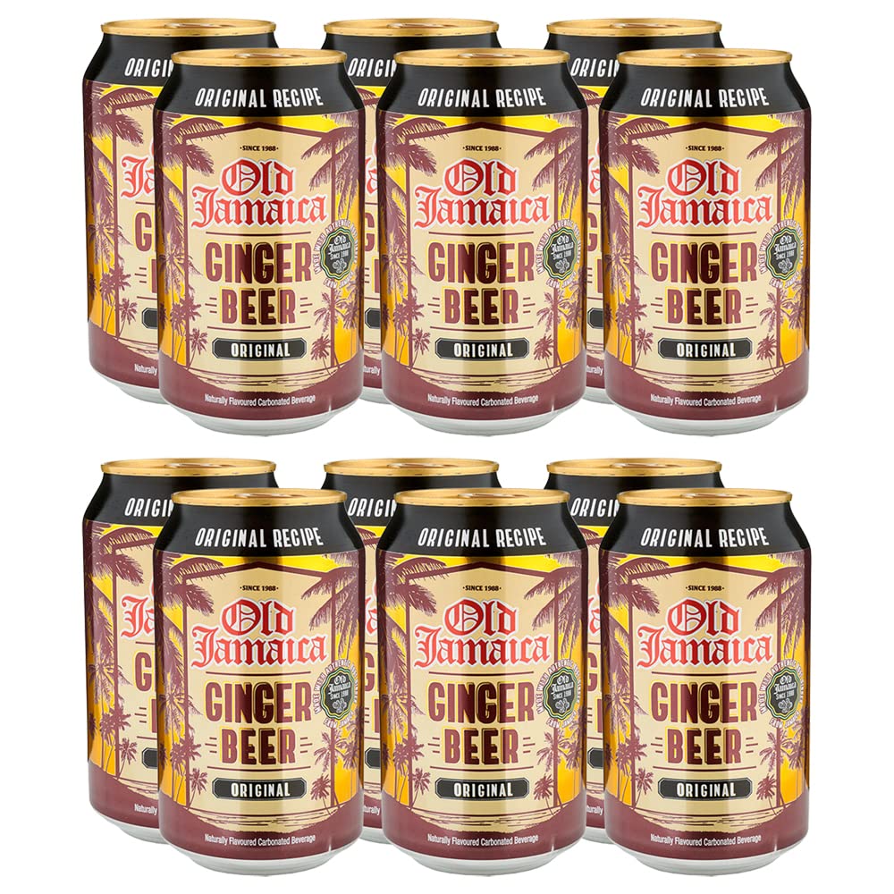 Old Jamaica Ginger Beer Soft Drinks 330 ml Pack of 24 Made with Authentic and Natural Root Ginger Original and Best Refreshing and Crisp Tasty Classic