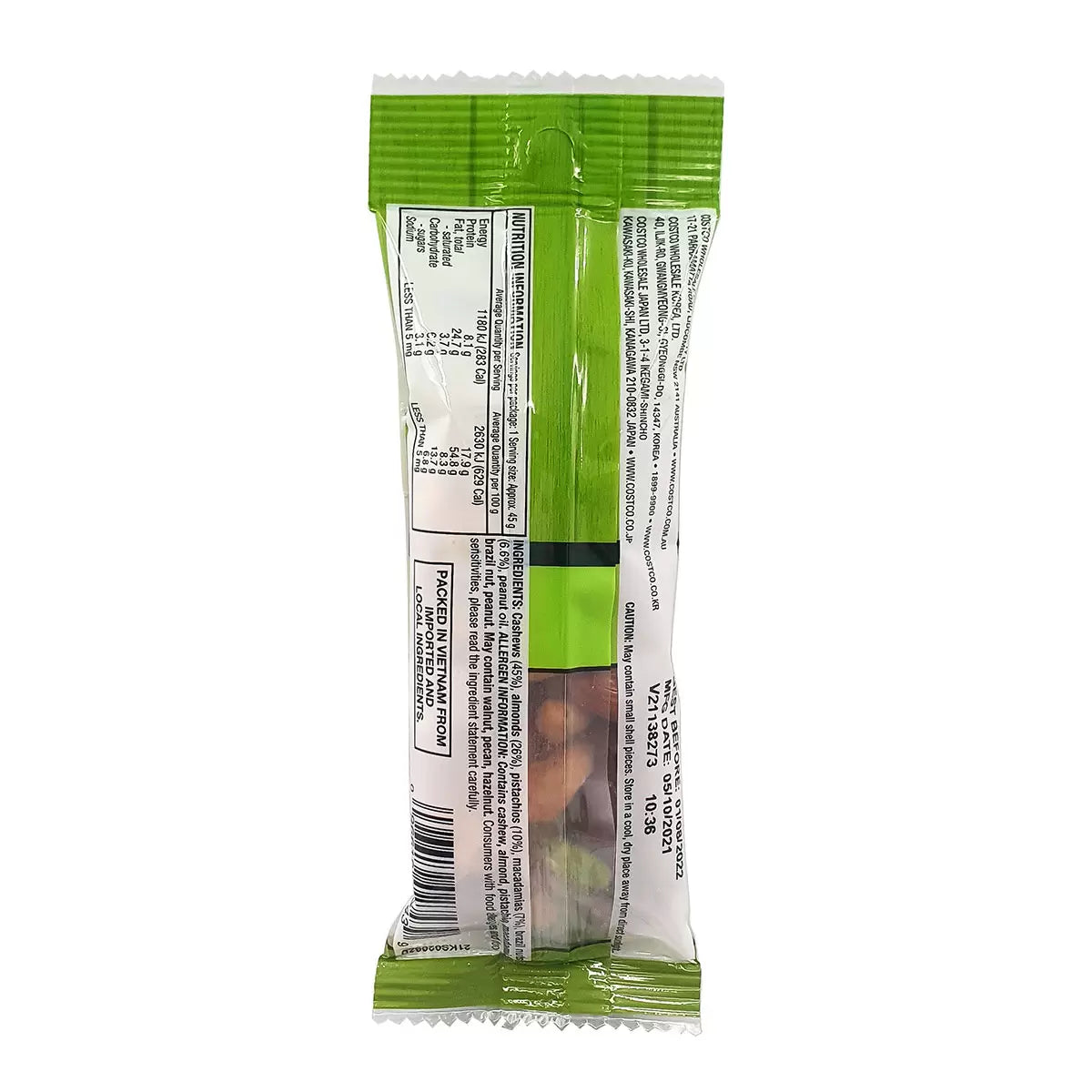 Kirkland Signature Unsalted Mixed Nut Snack Packs – 21 x 45g