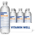 Vitamin Well Rhubarb & Strawberry Flavoured Water  12 x 500ml, Low Calorie, Vitamin C, D, Zinc & Biotin