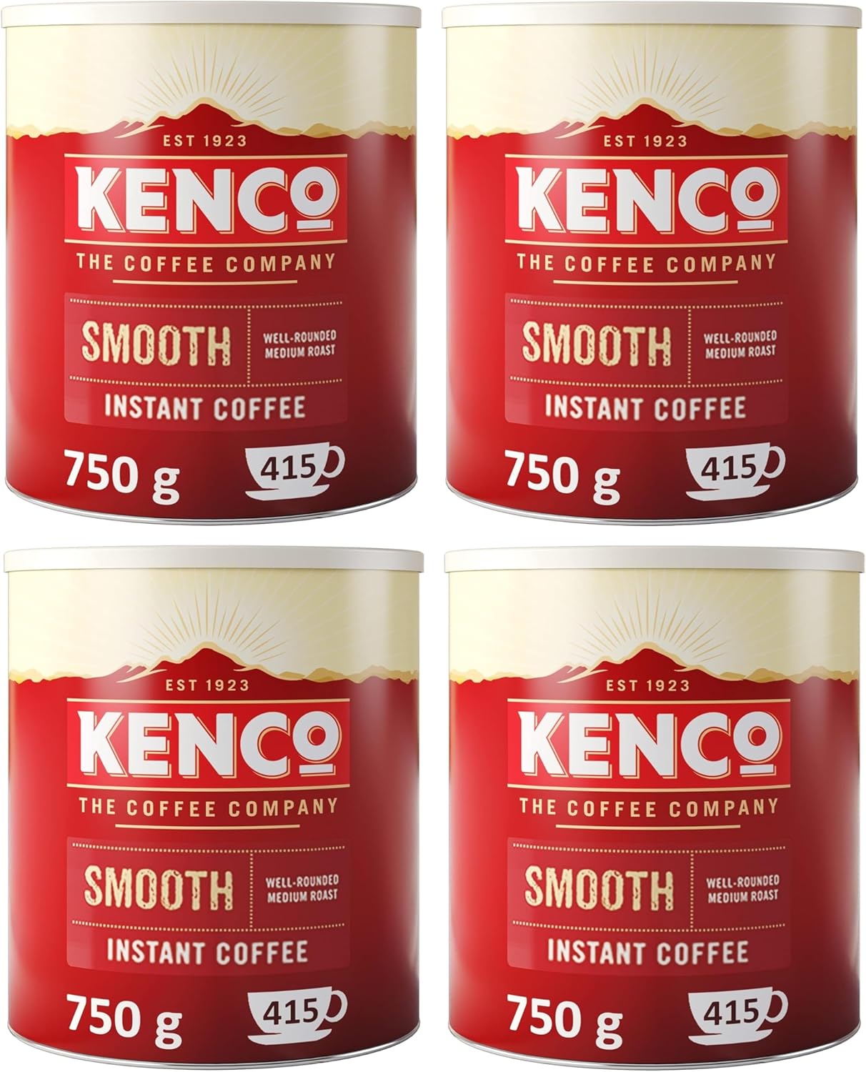 Kenco Smooth Instant Coffee 750g Tin (Pack of 4)