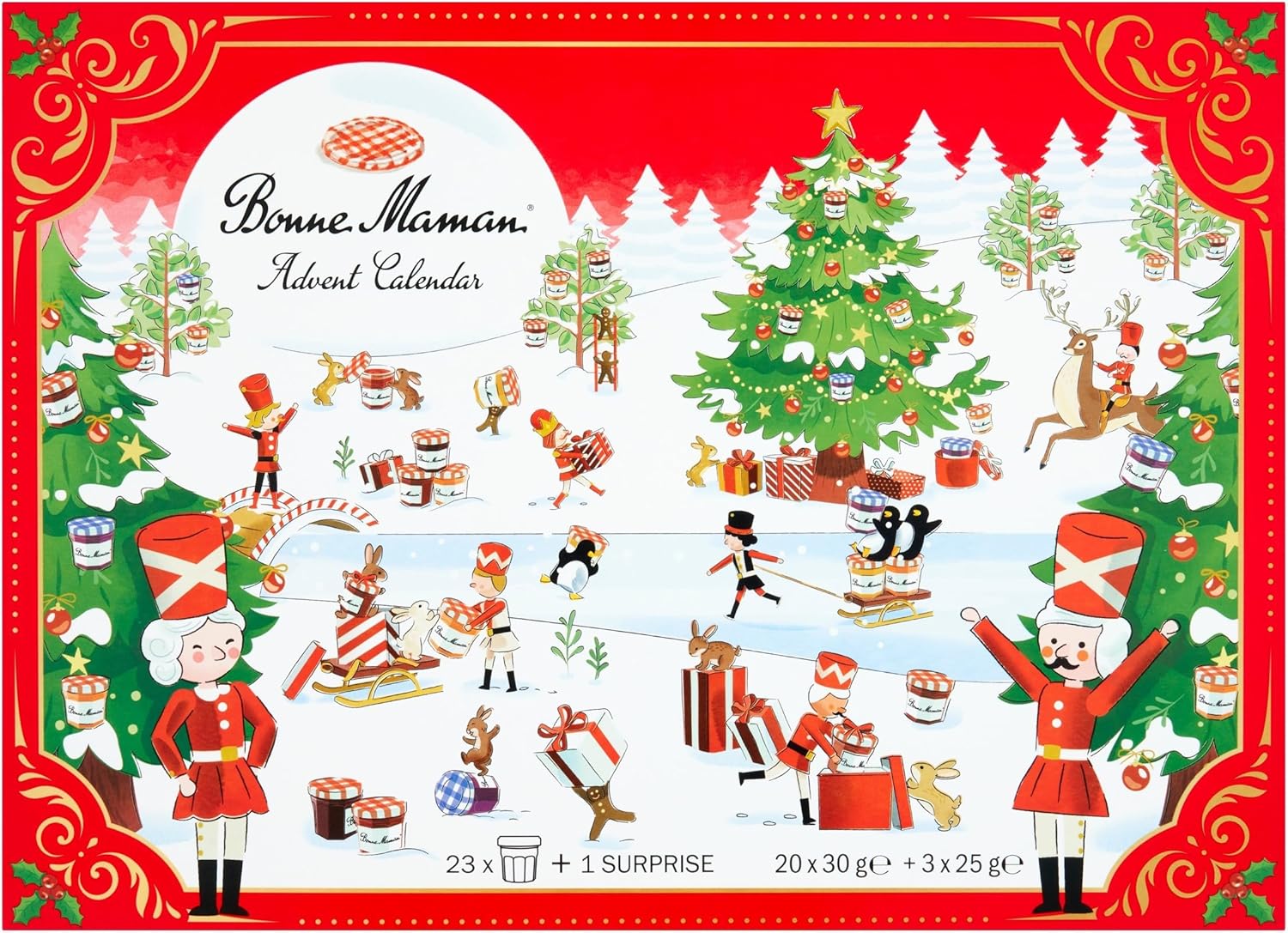 Bonne Maman Limited Edition Spreads Advent Calendar, Exclusive Flavours for This Festive Season (x23 Mini Jars, & x1 Gift)
