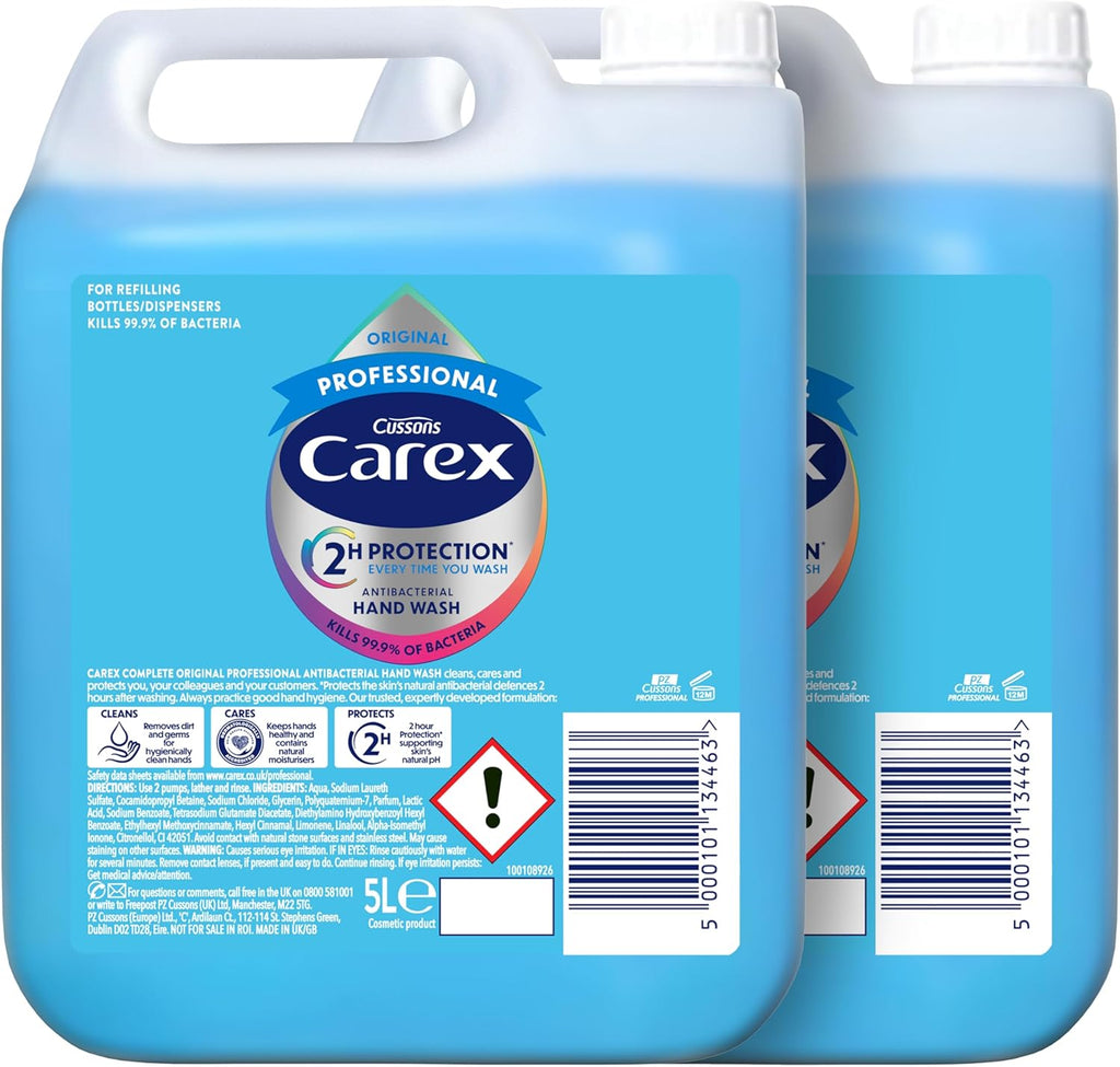 Carex Original Antibacterial Hand Wash 2x5L  Bulk Eco Refill