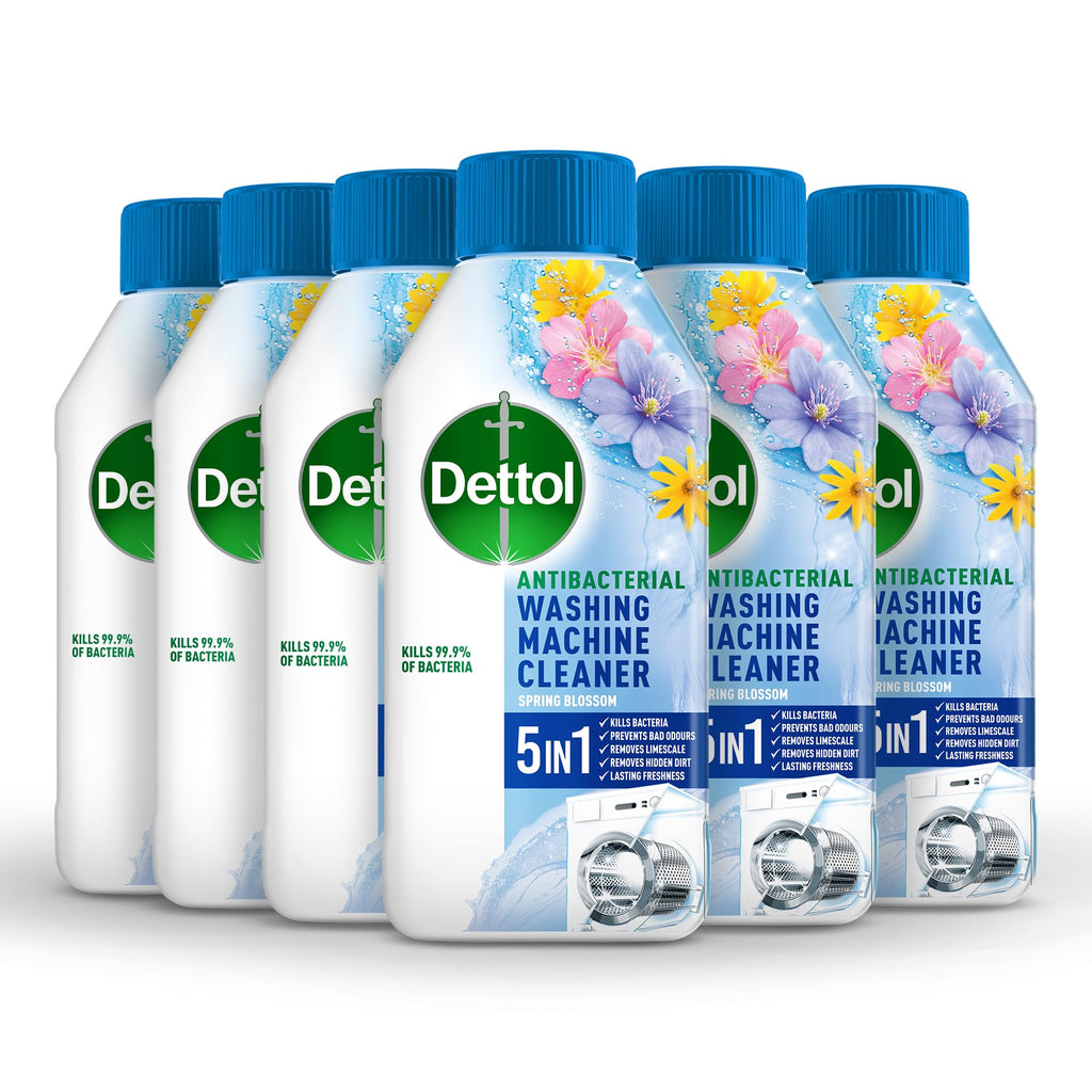 Dettol Washing Machine Cleaner Lemon 6x250ml  Antibacterial Descaler & Disinfectant