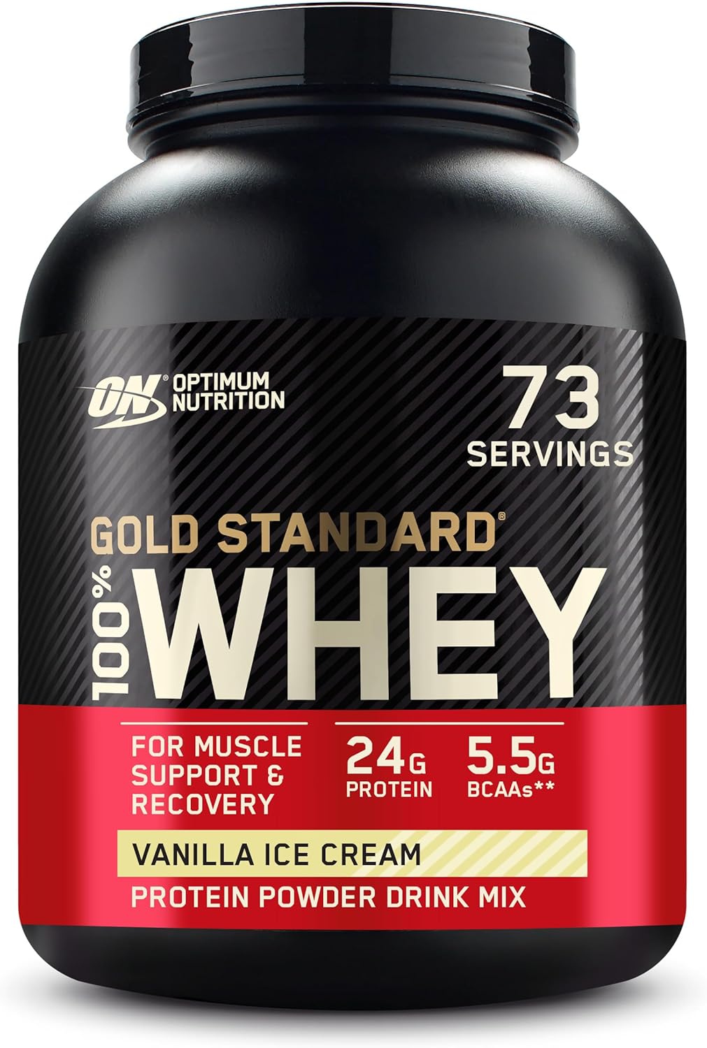 Optimum Nutrition Gold Standard Whey Muscle Building and Recovery Protein Powder With Naturally Occurring Glutamine and Amino Acids, Vanilla Ice Cream, 76 Servings, 2.28kg, Packaging May Vary