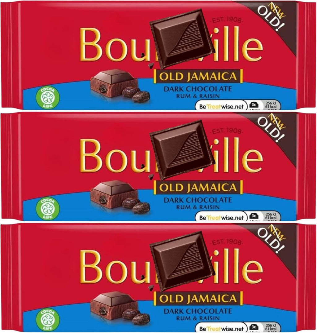Chocolate Bundle With Bournville Old Jamaica Dark Chocolate Rum & Raisin Bar 100g (3 Pack)