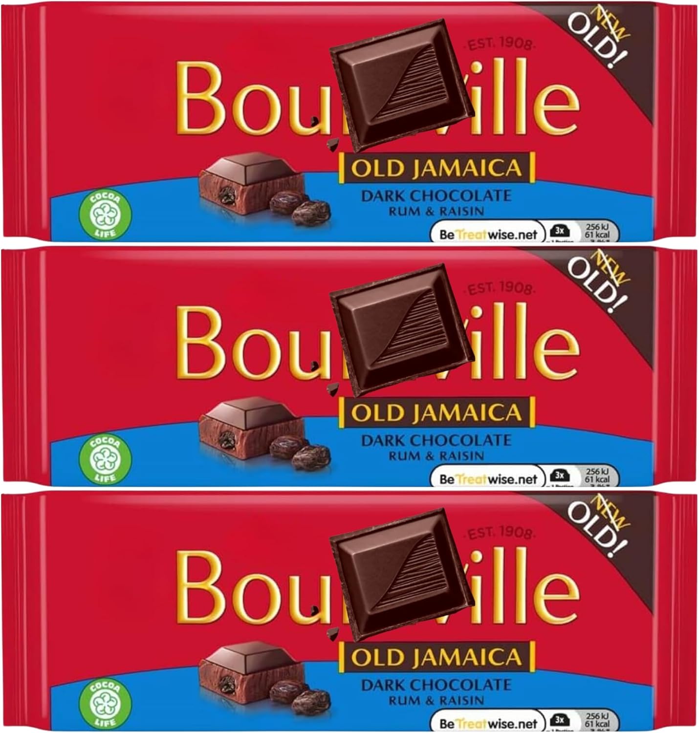 Chocolate Bundle With Bournville Old Jamaica Dark Chocolate Rum & Raisin Bar 100g (3 Pack)