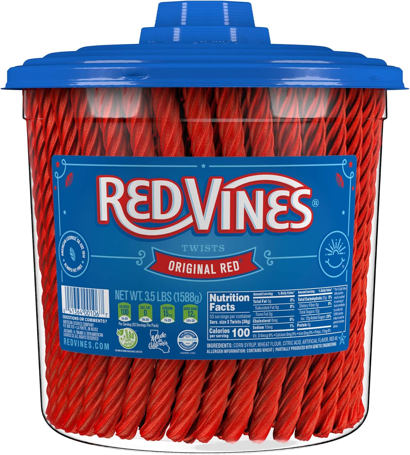 Red Vines Original Red Licorice Twists 1.58 kg