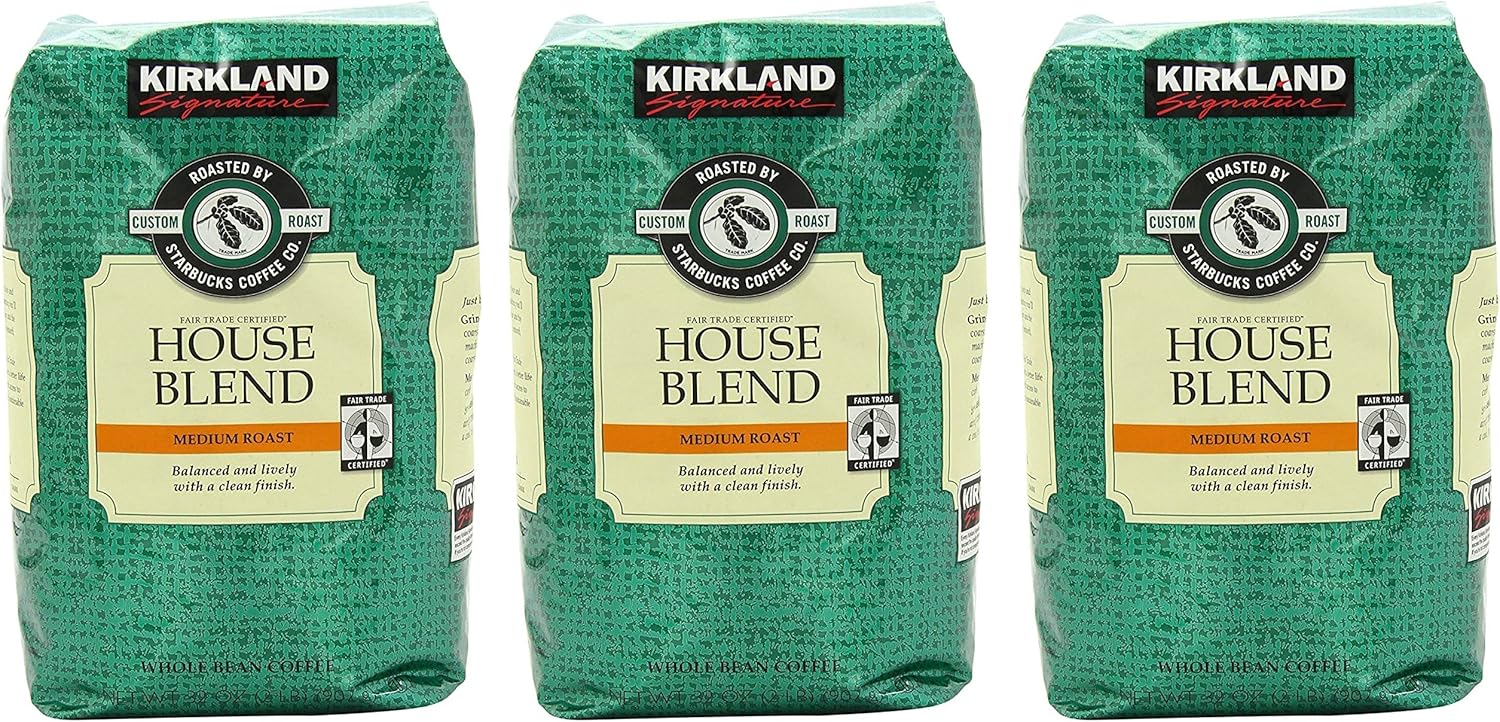 Signatures Kirkland Starbucks Bean Coffee Medium Roast House Blend, 3 Pack (907.2 g)
