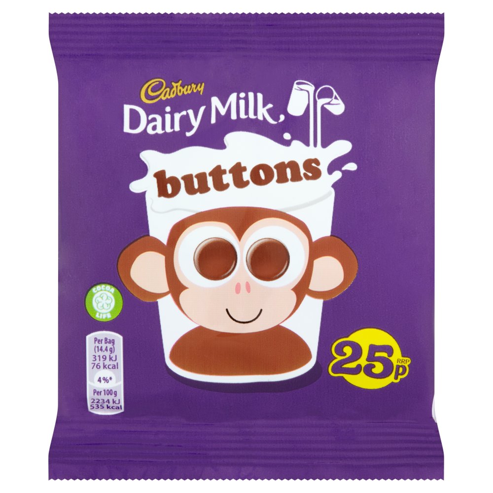 Cadbury Dairy Milk Chocolate Buttons 25p Chocolate Bags 60 x 14.4g