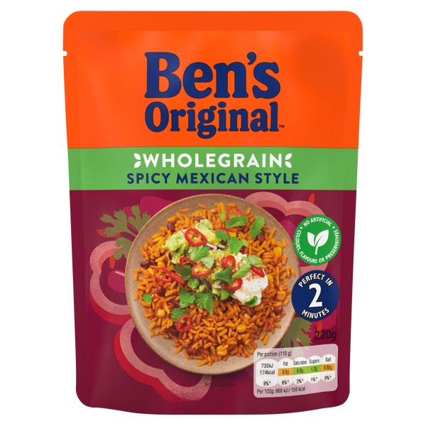 Ben's Original Wholegrain Spicy Mexican Microwave Rice 220g Pack of 3