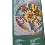 over&back 6-Piece Ceramic Lazy Susan Set with Wooden Turntable Base - Premium Serving Platter