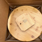 over&back 6-Piece Ceramic Lazy Susan Set with Wooden Turntable Base - Premium Serving Platter