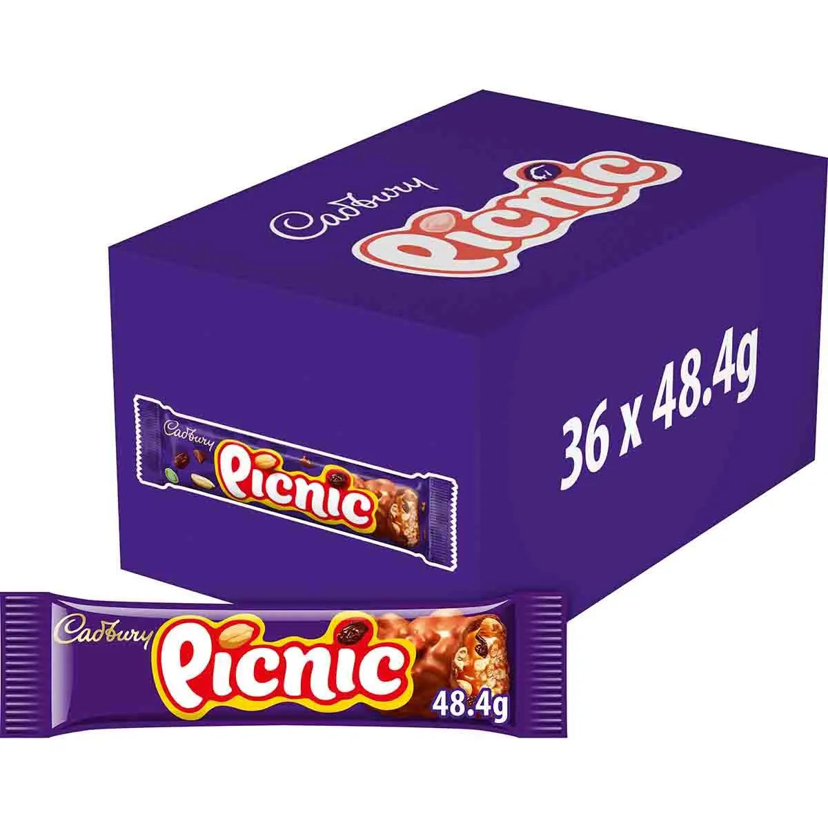 Cadbury Picnic Chocolate Bars  36 x 48.5g Bulk Pack